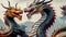 Dragons Yin and Yang, warriors of opposites. Two fantastic Chinese dragons. cyclic video