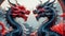 Dragons Yin and Yang, warriors of opposites. Two fantastic Chinese dragons. cyclic video