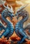 Dragons Yin and Yang, warriors of opposites. Two fantastic Chinese dragons. Year of the Dragon according to the eastern