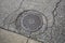 Drain cap art on the surface of sewer cover on the walk way