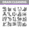 Drain Cleaning Service Collection Icons Set Vector