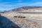 Drainage pipes run under a service road at Owens Lake dust mitigation project, California, USA