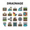 Drainage Water System Collection Icons Set Vector