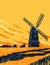 Drainage Windmill in Norwich in the Norfolk Broads Within the Broads National Park England UK Art Deco WPA Poster Art