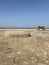 Drained muddy bottom of Tsimlyansk reservoir. A great ebb of sea. The problem of lack of drinking water, death to fish