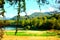 Drained San Ruffino lake with magnificent hilly landscape