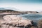 Drained Vinca barrage with a view to Canigou peak