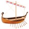 Drakkar. Viking rowing Ship in realistic style. Norman ship sailing