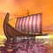 Drakkar or viking ship - 3D render