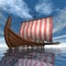 Drakkar or viking ship - 3D render