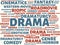 DRAMA - image with words associated with the topic MOVIE, word, image, illustration