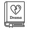 Drama literary genre book icon, outline style