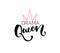 Drama queen t shirt print design. Vector brush lettering and hand drawn crown. Black and pink colors on white background