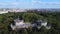 Dramatic aerial view flight drone. Bunker Berlin Mitte Flak Tower Humboldthain