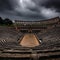 Dramatic Amphitheater under a Stormy Sky
