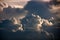 Dramatic atmosphere panorama view of monochrome colr storm cloud