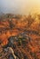 Dramatic autumn dawn. picturesque rocks