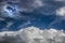 Dramatic blue clouds and moon