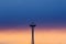 dramatic blue, orange winter sunset behind Space Needle in Seattle