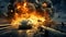 Dramatic Bridge Explosion: Car Faces a Fiery Blast Head-On