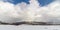 Dramatic clouds over the mountains in the Dovre mountains in Norway