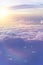 Dramatic cloudscape with dramatic clouds reflecting the rays of sunset light