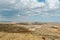 Dramatic cloudscape over dry steppe in Teruel region, Aragon, Spain. Most sparsely populated land in the country due to