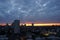 Dramatic cloudy london skyline at sunset