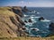 Dramatic coastal cliff scenery on the Ness of Hillswick, Northmavine, in the UNESCO Global Geopark of Shetland, UK