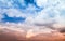 Dramatic colorful cloudscape, summer evening sky