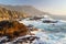 Dramatic Crashing Waves at Sunset on Big Sur coast, Garapata State Park, near Monterey, California, USA