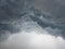 Dramatic cumulonimbus stormy clouds over city