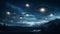 Dramatic depiction of a UFO fleet in the night sky signaling a possible alien encounter