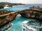 Dramatic Drone shot of Broken Beach in Nusa Penida, Indonesia