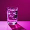 Dramatic Glass Of Water With Ice Cubes On Pink Background