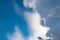 The dramatic group of clouds in the blue sky before the rain as a background