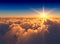 Dramatic high altitude cloudscape during sunset 3d rendering background
