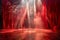 Dramatic Illuminated Empty Theater Stage with Red Curtains and Spotlight for Performing Arts Background