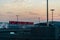 Dramatic image of Atlanta international airport at sunrise early morning during corona virus