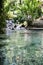 Dramatic image of fresh water pools and waterfalls at Villa Miriam park, Paraiso, dominican republic.