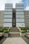 Dramatic image of the monument of Padre Colon, large concrete building to honor Christopher Columbus