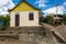 Dramatic image of typical dominican house high in the mountain caribbean town of Sabana Larga.