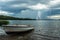 Dramatic lake panorama landscape