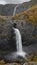 dramatic landscape of Manafossen Falls and the valley of the river Man in in the province of Rogaland Norway