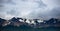 Dramatic landscape panorama of Patagonian mountains, taken from the beagle channel. Ushuaia, patagonia, Argentina