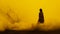 Dramatic Landscape: Person Standing In Yellow Fog