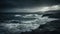 A dramatic landscape photo of a stormy sky over a dark and moody ocean created with Generative AI