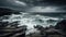 A dramatic landscape photo of a stormy sky over a dark and moody ocean created with Generative AI
