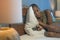 Dramatic lifestyle portrait of young sad and depressed black African American woman crying in bed holding mobile phone victim of