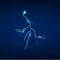 Dramatic lightning bold isolated on dark blue background